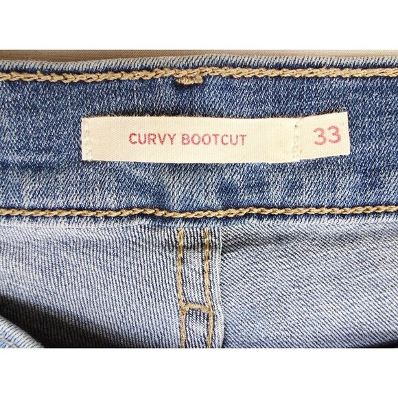 Levi's Size 33X32 Womens Curvy Bootcut Blue Denim 5 Pocket Logo Tag Jeans - Picture 8 of 14